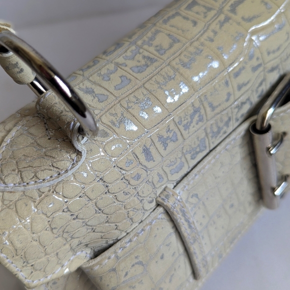 Tosca Blu Handbag Croc Embossed Leather w/ hints of Metallic Silver - Picture 11 of 14